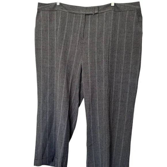 Lane Bryant Tweed Slacks Pants Gray with Teal Detail Cuffs See Measurements - Picture 1 of 8